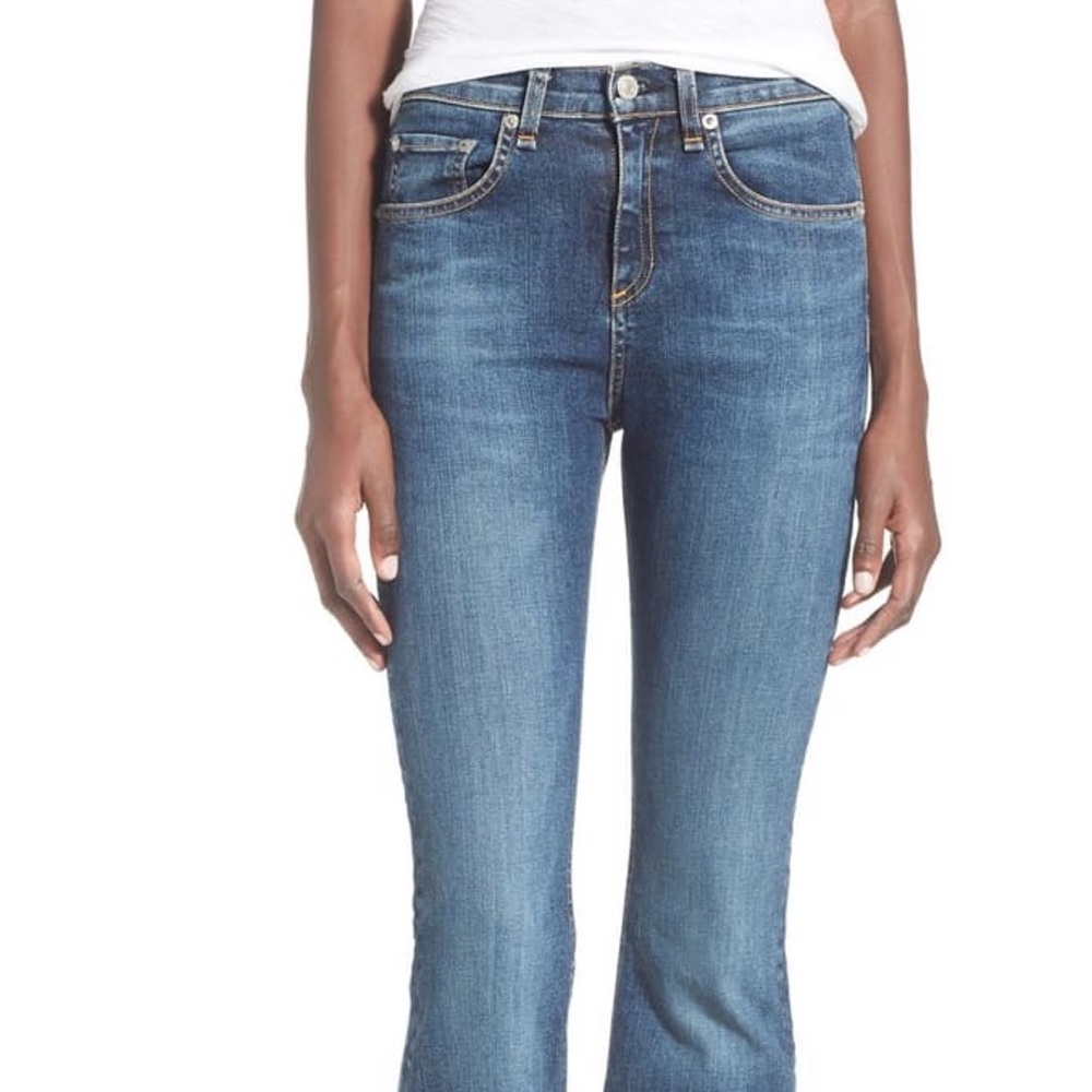Rag & Bone High Rise Raw Edge Crop Flare Jeans - Picture 7 of 7
